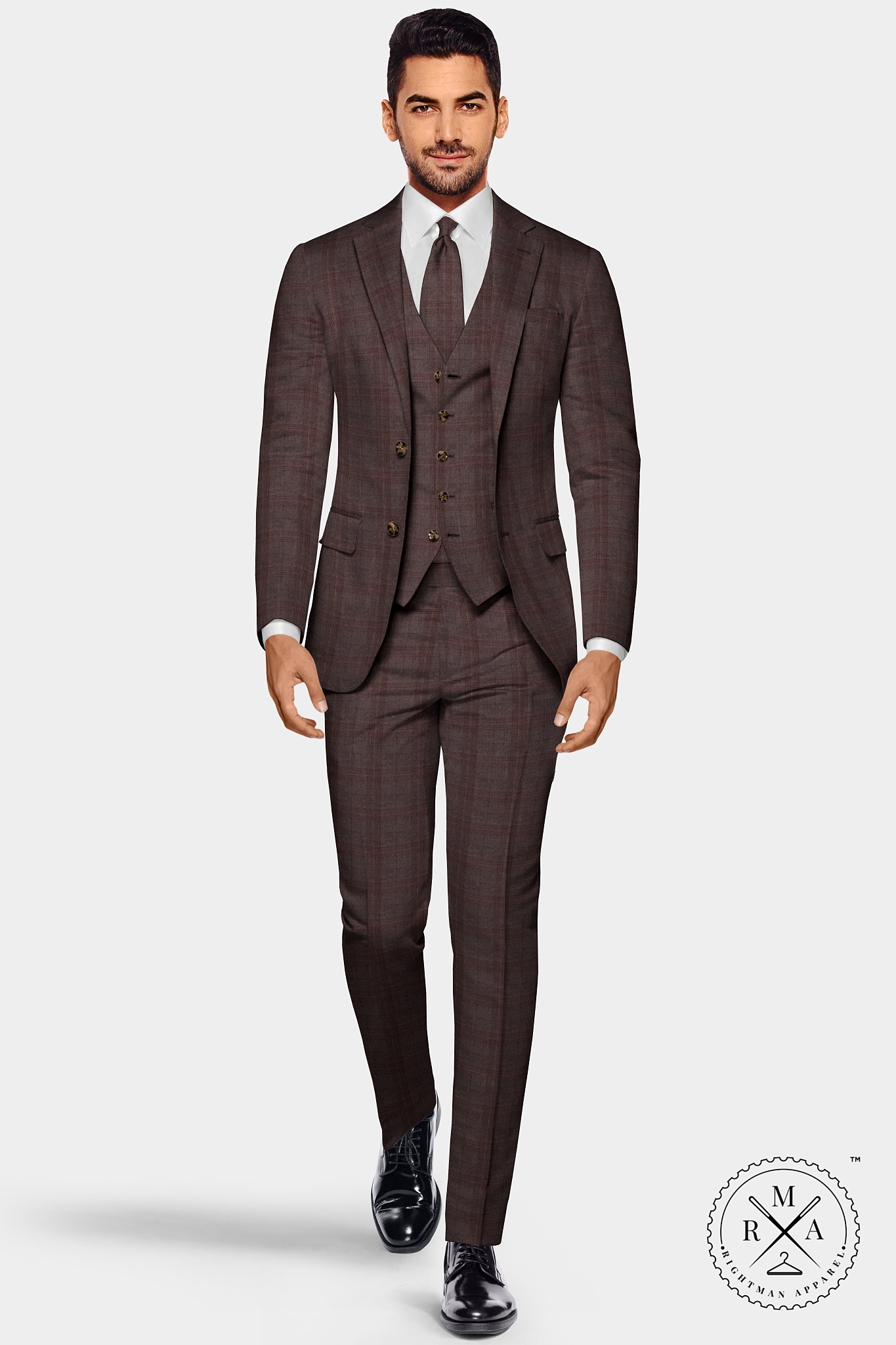 Brown Superwool Three Piece Suit SU272