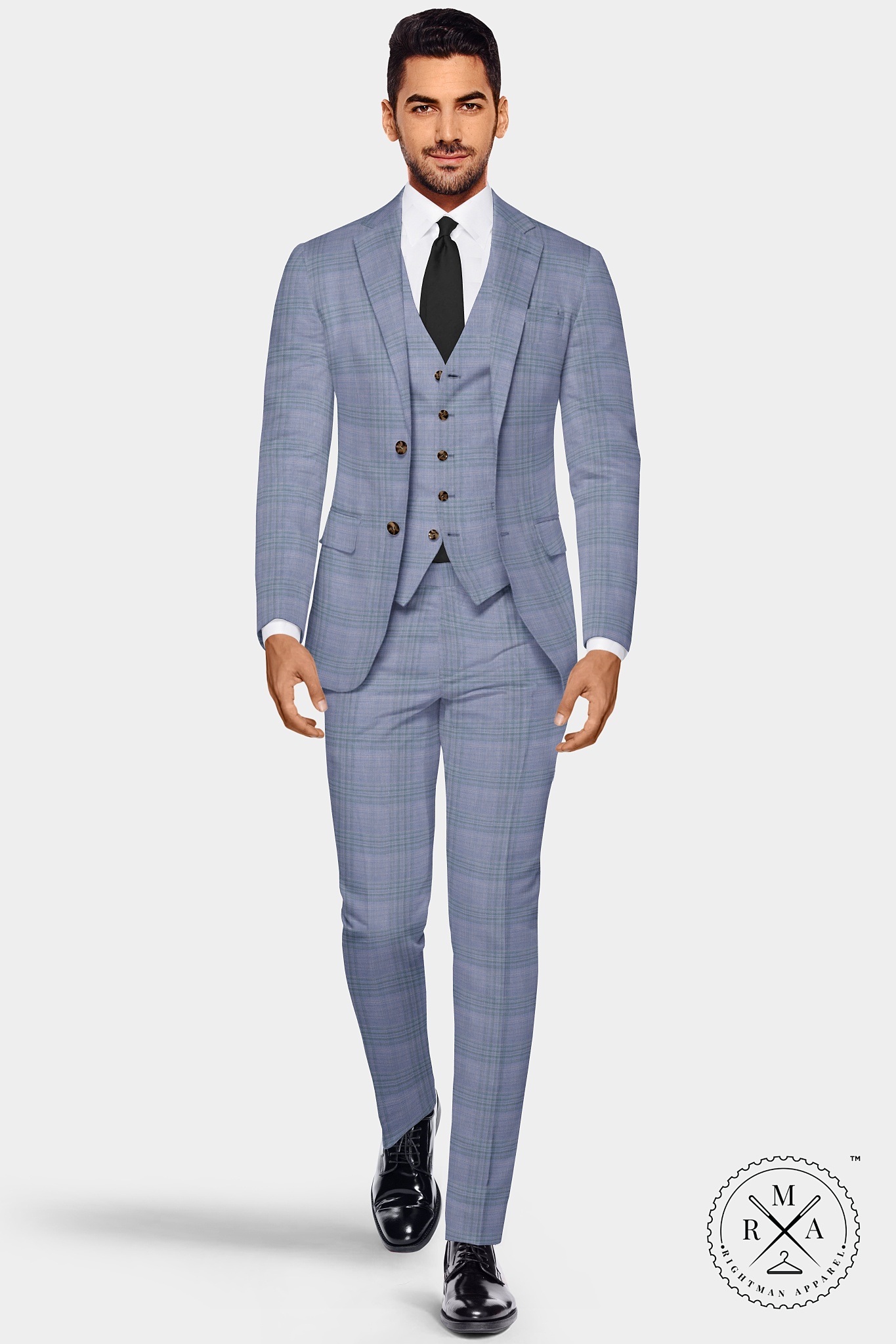 Rock Blue Colour Three Piece Suit SU332