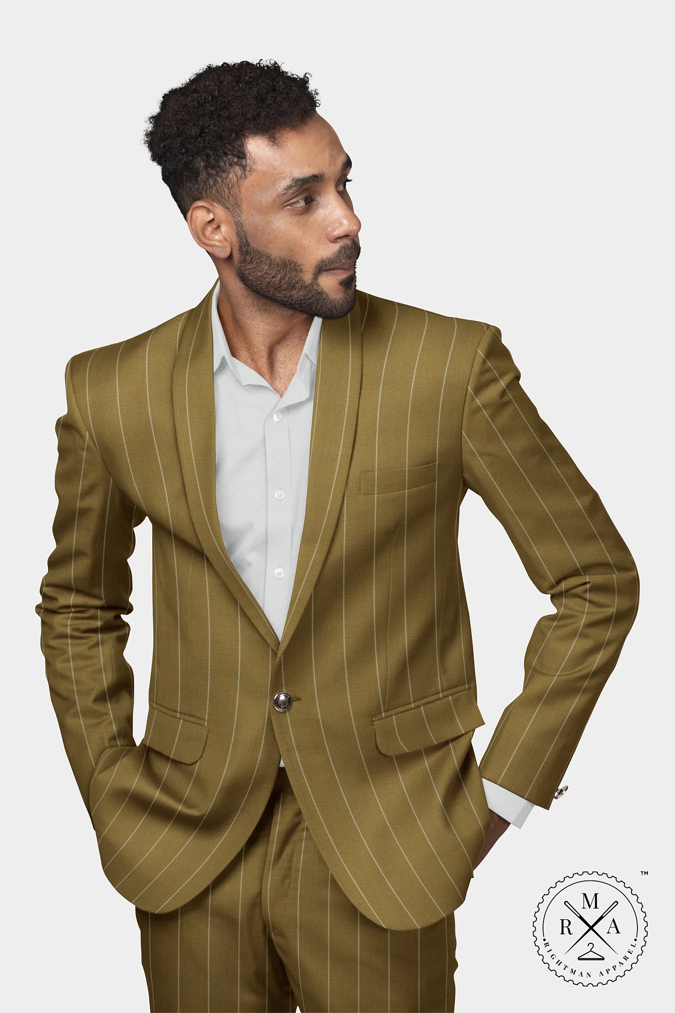 Brown Striped Two Piece Suit SU248