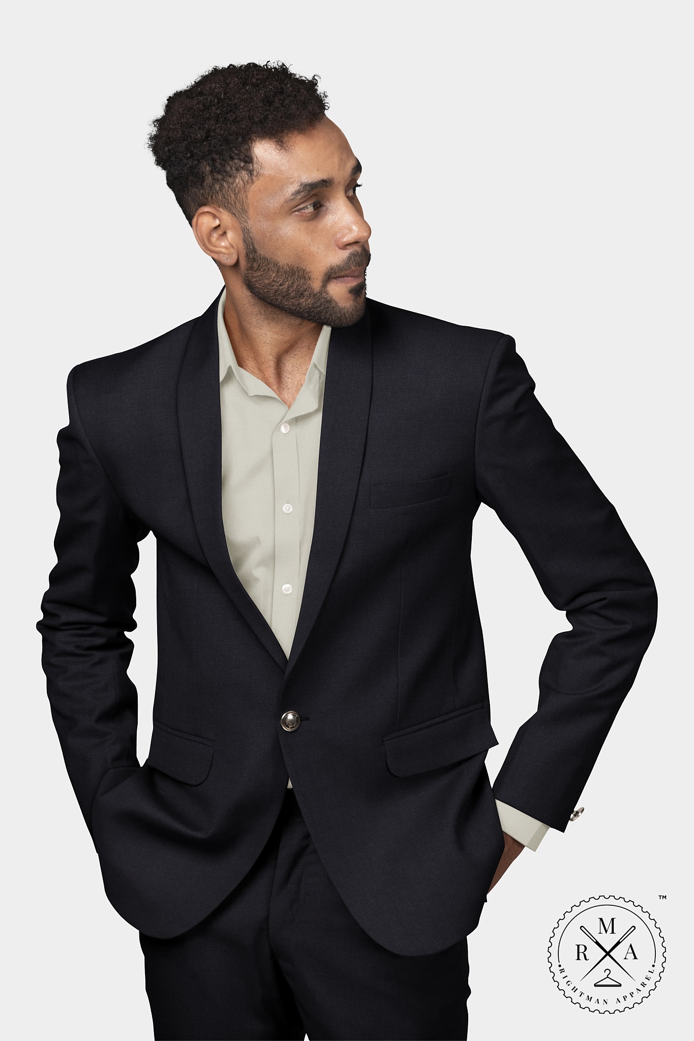 Black Stretch Two Piece Suit SU252