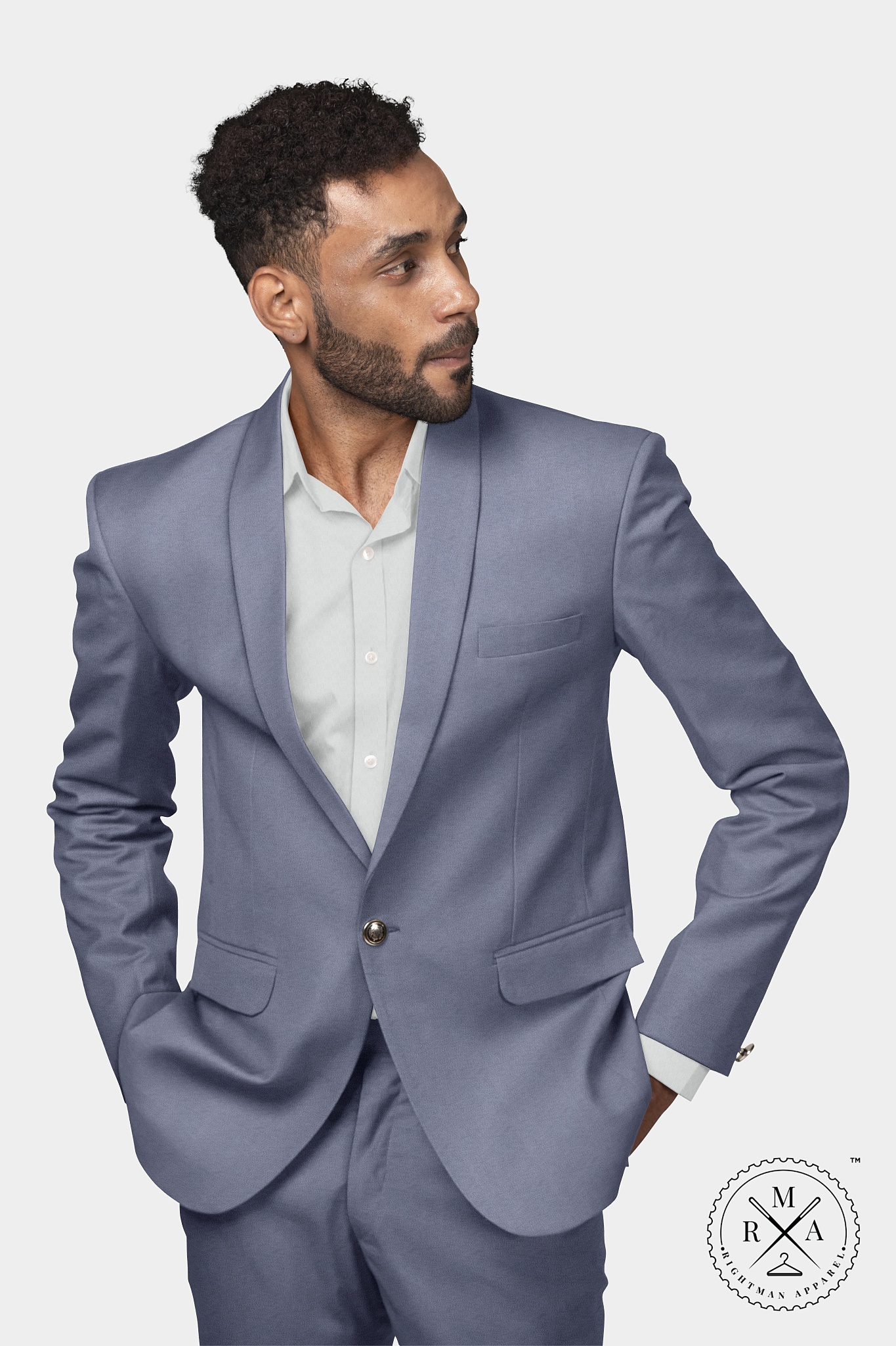 Elegant Grey Velvet Two Piece Suit SU293