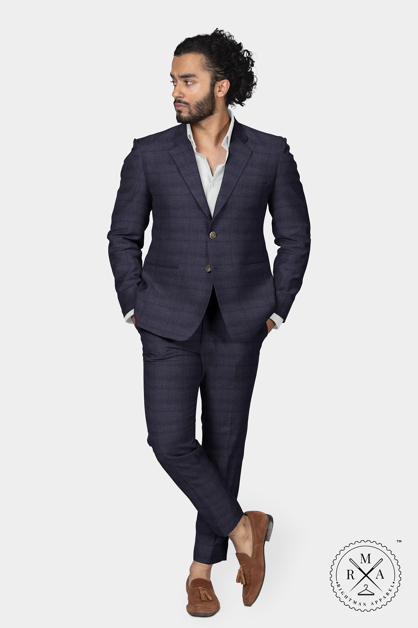 Purple Checks Two Piece Suit SU266