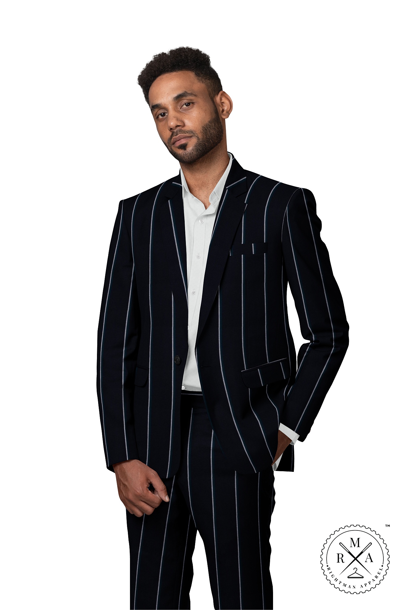 Navy Blue Pinstripe Two Piece Suit SU26