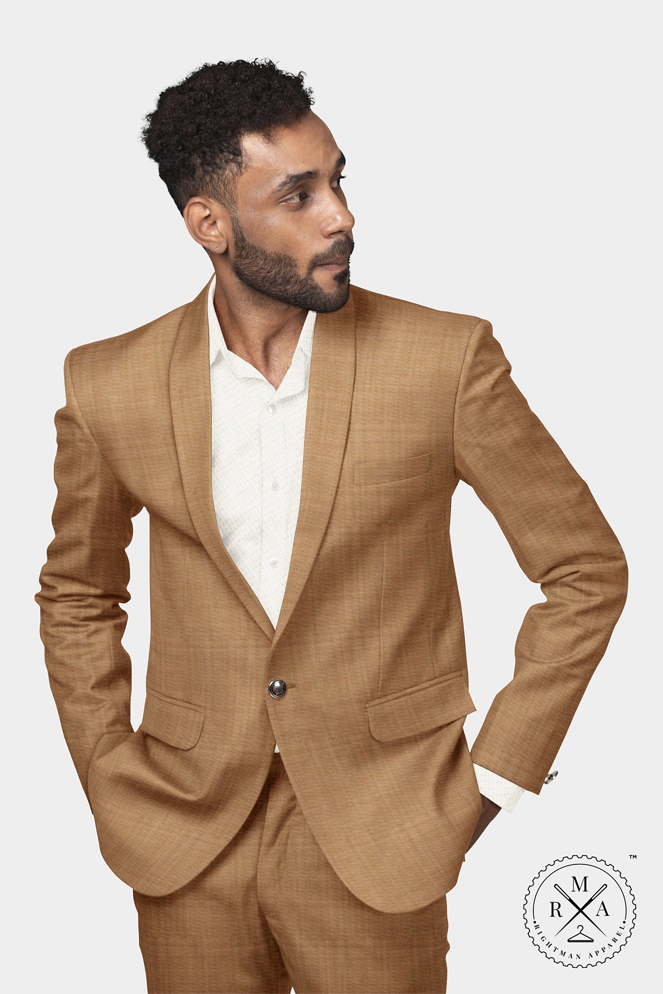 Brown Two Piece Suit With Texture SU49