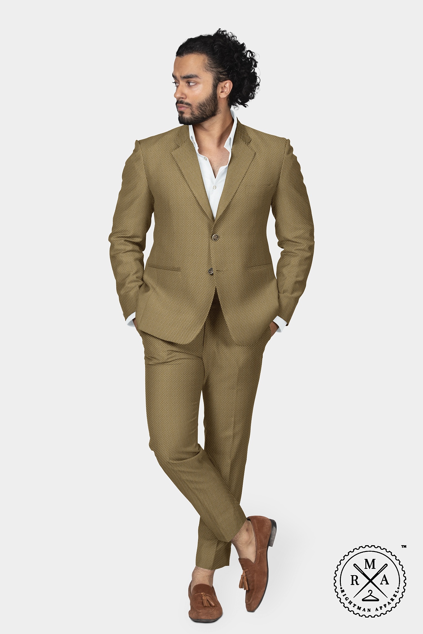 Brown Threaded Two Piece Suit SU105