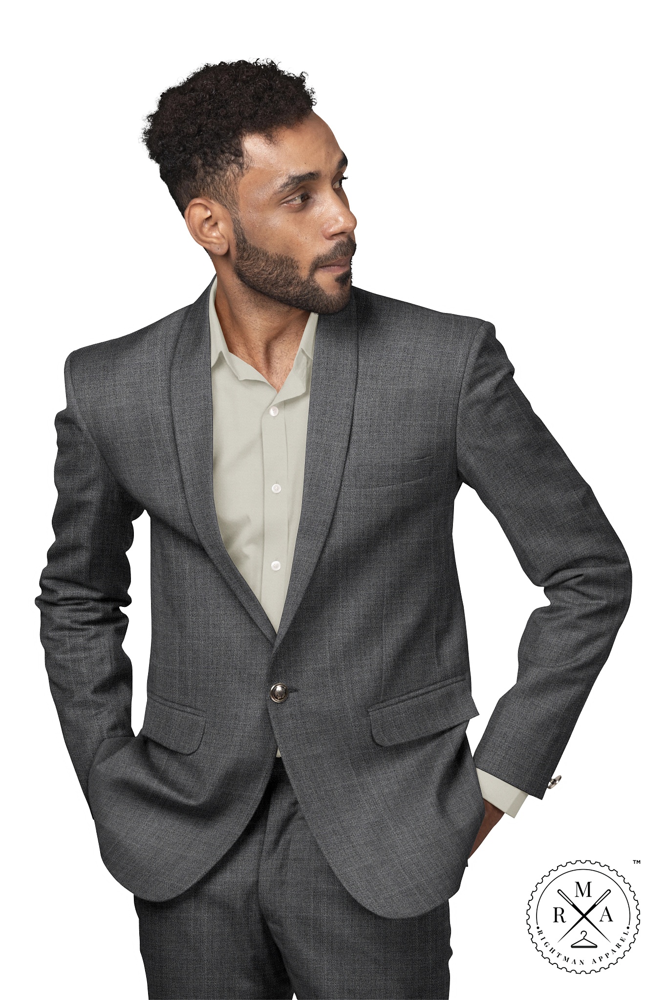 Textured Grey Two Piece Suit SU114